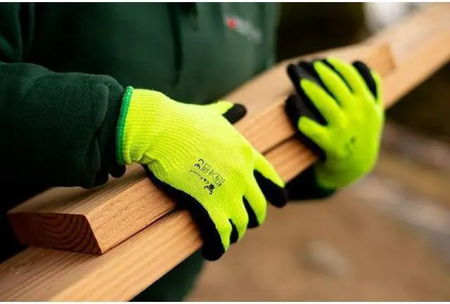 Alt view image 2 of 6 - G & F Gloves for Work and Garden, Micro-Foam Textured Coated Palm, 6 Pairs, Color Green Medium