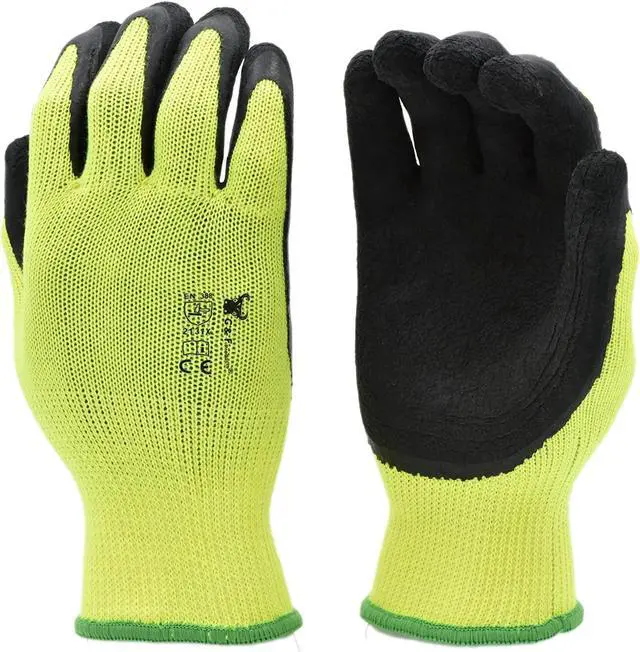 Main image of G & F Gloves for Work and Garden, Micro-Foam Textured Coated Palm, 6 Pairs, Color Green Medium