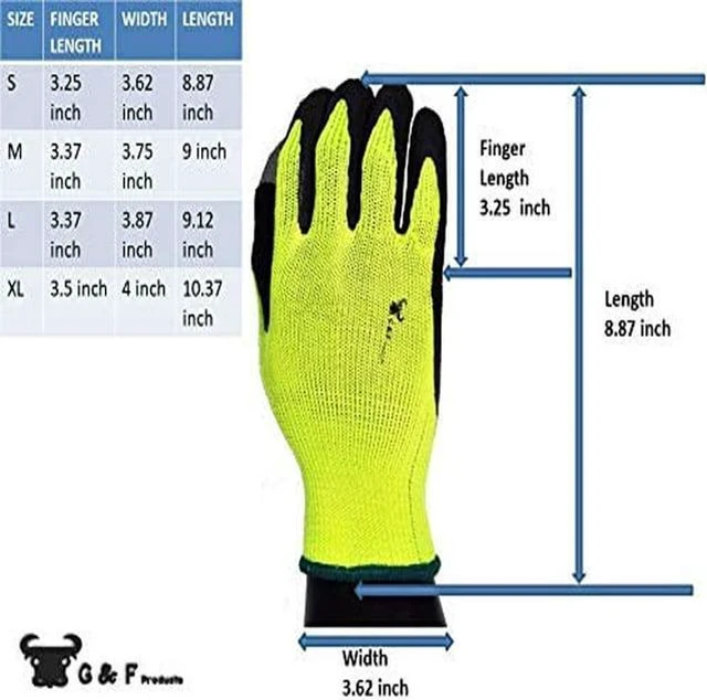 Alt view image 3 of 6 - G & F Gloves for Work and Garden, Micro-Foam Textured Coated Palm, 6 Pairs, Color Green X-Large