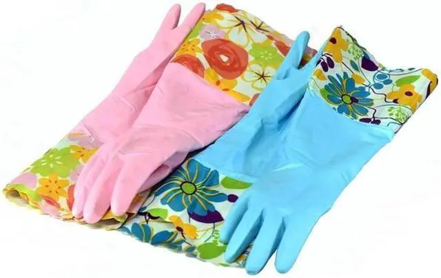 Alt view image 6 of 7 - Finnhomy Vinyl Household Gloves, Latex Free ( 2 Pair Pack ) Medium Color Mixed Small