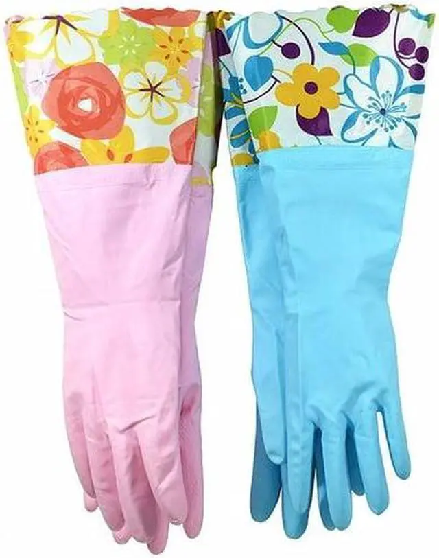Alt view image 7 of 7 - Finnhomy Vinyl Household Gloves, Latex Free ( 2 Pair Pack ) Medium Color Mixed Small