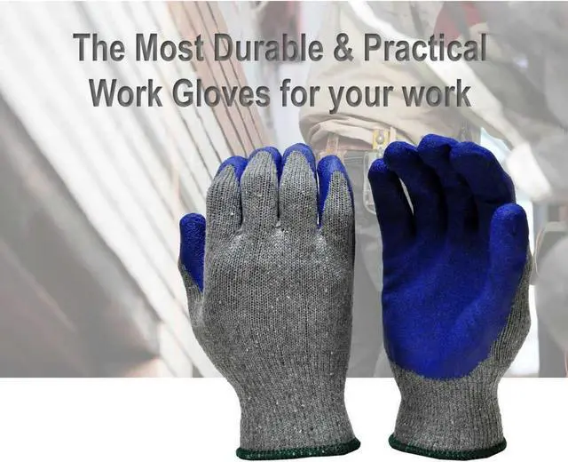 Alt view image 4 of 5 - G&F Products Work Gloves 1511M-DZ Rubber Latex Coated, Men's Size medium,12 Pairs
