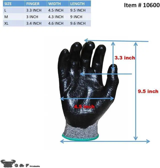 Alt view image 4 of 7 - G & F 10600AM CUTShield Cut Resistant, Slash Resistant Work Gloves, Nitirle Coated Work Gloves, Grey, Medium