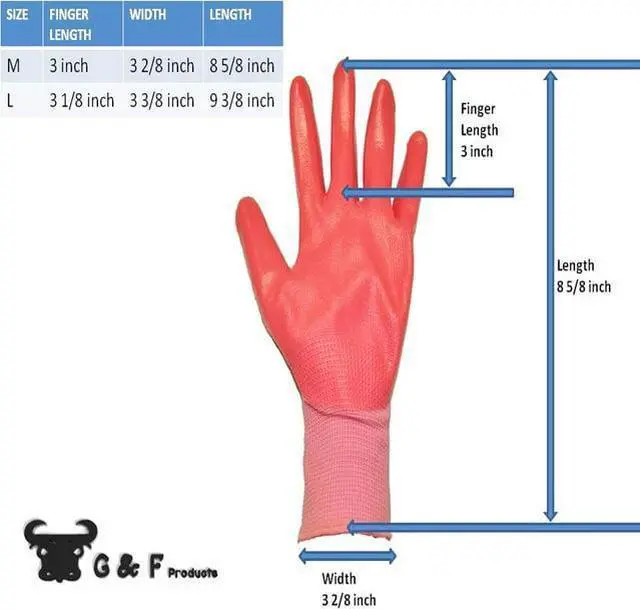 Alt view image 3 of 7 - G & F Products Women Gardening Gloves with Micro-Foam Coating - Garden Gloves Texture Grip - Womens Work Gloves