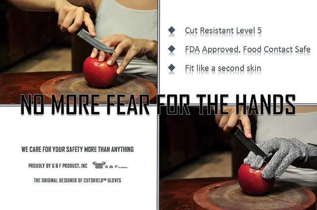 Alt view image 5 of 6 - G & F 57100M CUTShield Classic level 5 Cut Resistant Gloves for Kitchen,Food Grade Cut Resistant Gloves, Medium.,Grey XL Gray