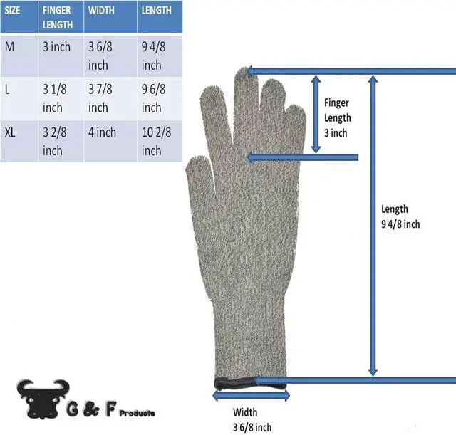 Alt view image 6 of 6 - G & F 57100M CUTShield Classic level 5 Cut Resistant Gloves for Kitchen,Food Grade Cut Resistant Gloves, Medium.,Grey XL Gray