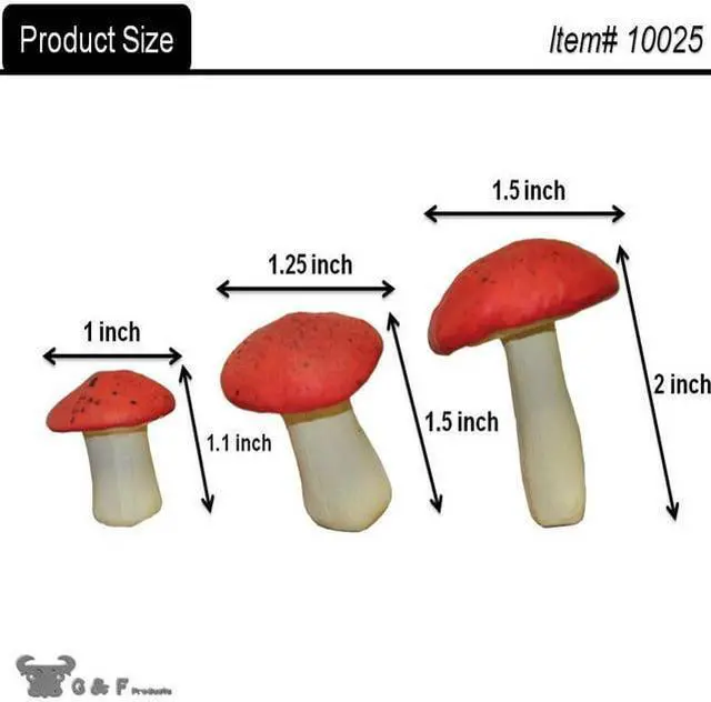 Alt view image 5 of 12 - G & F MiniGardenn 10025 Fairy Garden Miniature Mushrooms (Set of 3), Orange, 0.5-1.25"High