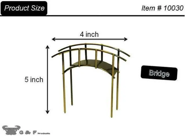 Alt view image 5 of 5 - G & F Products MiniGardenn 10030 Fairy Garden Miniature Mini Bridge, Rustic, 4" L x 1.25" W x 2.5" H with 2" Picks