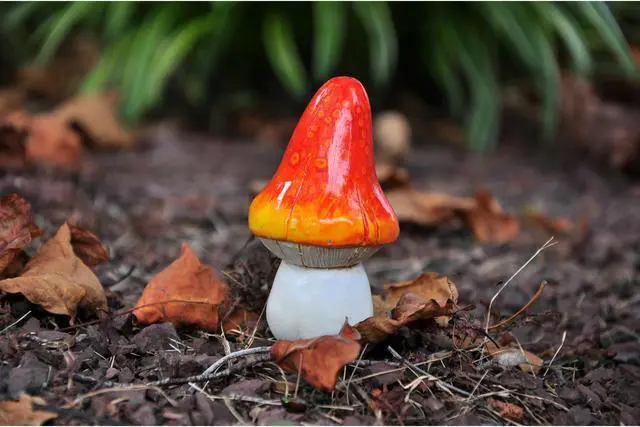 Alt view image 3 of 5 - G & F 10042 MiniGardenn Fairy Garden Miniature Premium Collection Life Size Mushroom Statue (Set of 2), Orange