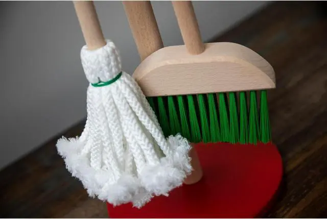 Alt view image 4 of 6 - Eco-Friendly G&F Wooden Cleaning Play Set for Kids Ages 3+: Pretend Kit with Sustainable Wood Material by Green Kids