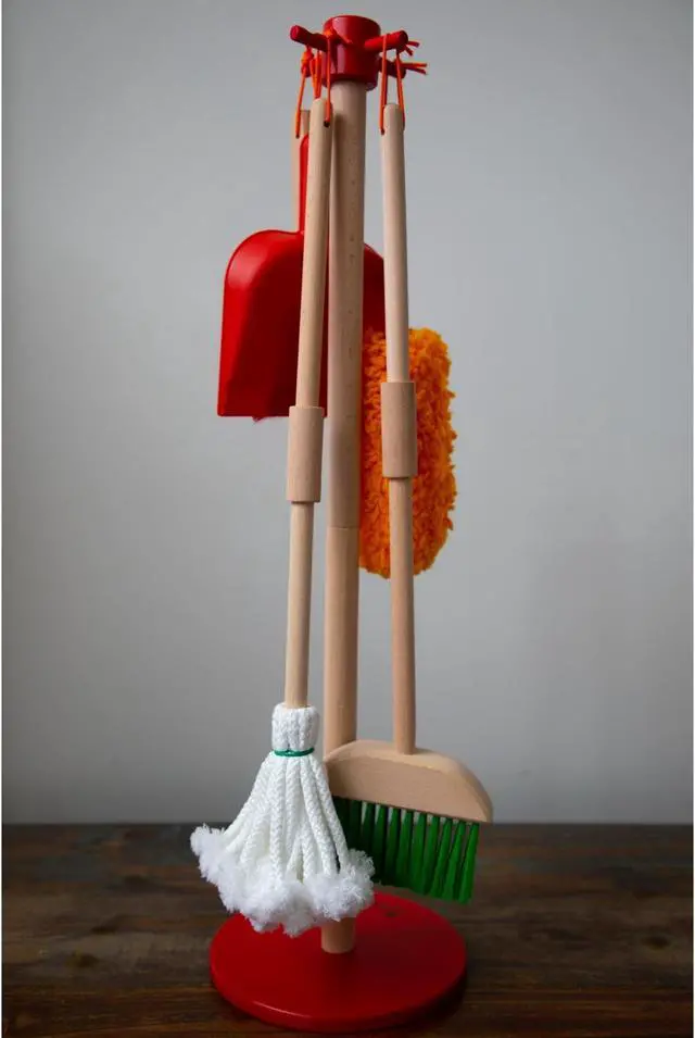 Alt view image 3 of 6 - Eco-Friendly G&F Wooden Cleaning Play Set for Kids Ages 3+: Pretend Kit with Sustainable Wood Material by Green Kids