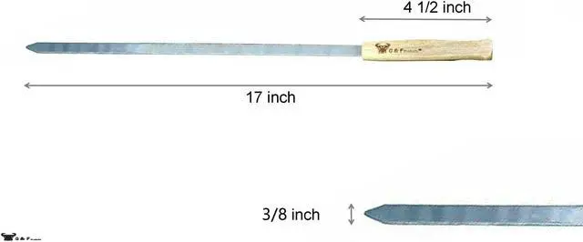 Alt view image 7 of 7 - 17-Inch Long, Large Stainless Steel Brazilian-style BBQ Skewers with hardwood Handle, Kebab Kabob Skewers, 3/8 Inch Wide Blade, Set of 8 Skewer with heavy-duty Travel Bag