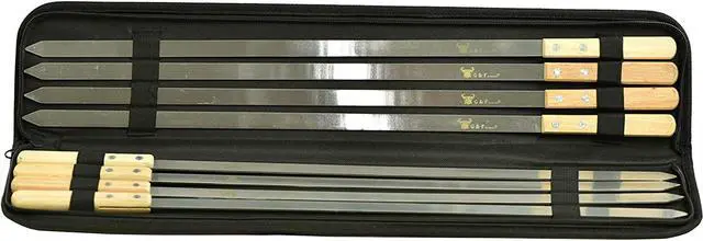 Alt view image 5 of 6 - G & F Products 25619 2020 23 Inch Long 5/8 Inch Wide 2mm Thin Stainless Steel BBQ Skewer 8 Piece, Silver