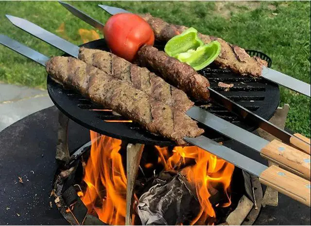 Alt view image 4 of 6 - G & F Products 25619 2020 23 Inch Long 5/8 Inch Wide 2mm Thin Stainless Steel BBQ Skewer 8 Piece, Silver