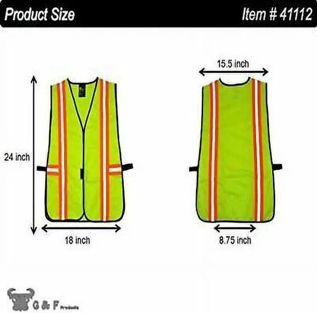 Alt view image 2 of 7 - G & F 41112 Industrial Safety Vest with Reflective Stripes
