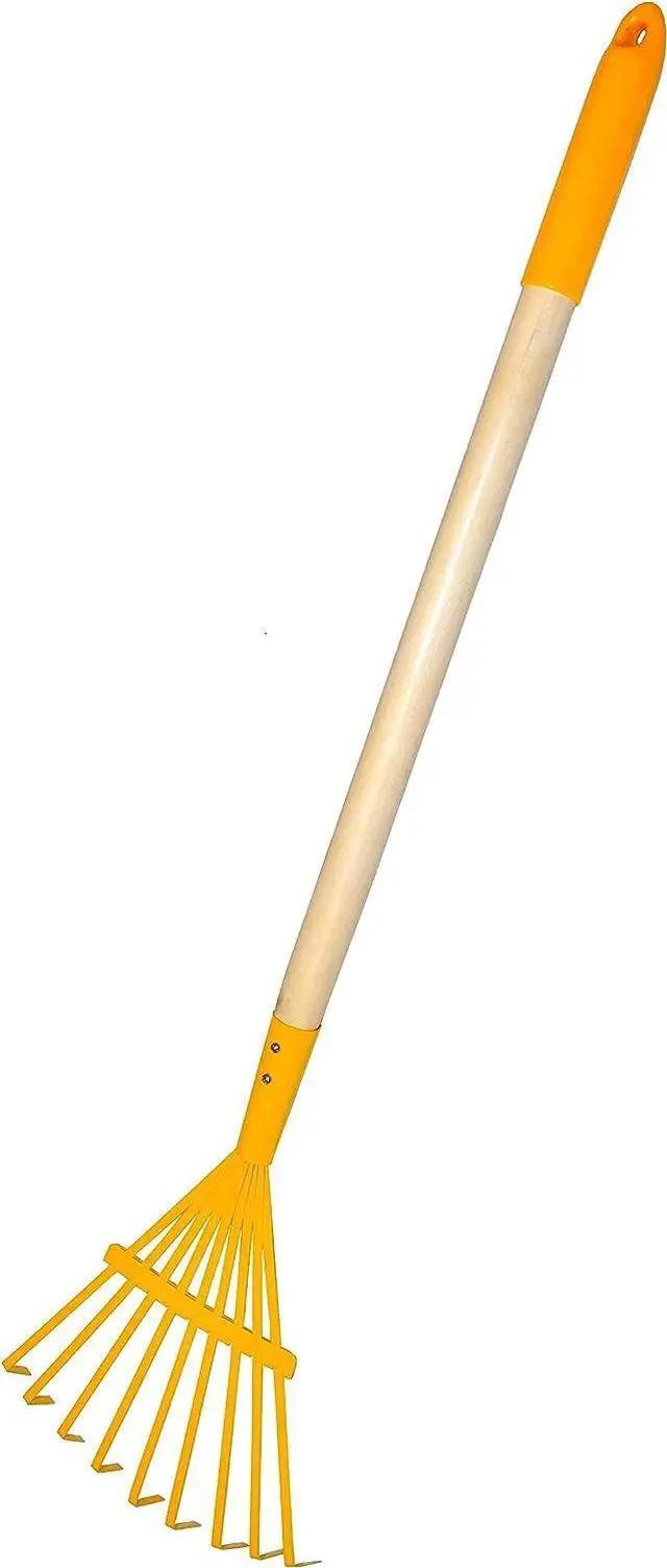 Alt view image 3 of 7 - JustForKids Kids Garden Tool Set Toy, Rake, Spade, Hoe and Leaf Rake, reduced size , made of sturdy steel heads and real wood handle, 4-Piece, Multicolored, 5yr+