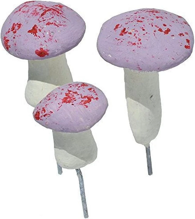 Main image of Miniature Mushrooms, Set of 3 for Miniature Garden, Fairy Garden Green Purple