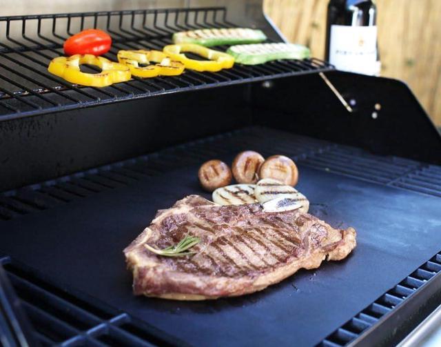 Alt view image 2 of 7 - BBQ Grill Sheets Mat ,100% Non Stick Safe ,Extra Thick,Reusable and Dishwasher safe, 3 piece of (13"x15.75")