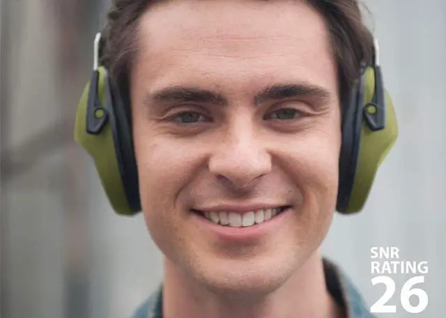 Alt view image 3 of 5 - Earmuff hearing protection with low profile passive folding design 26dB NRR and reduces up to 125dB , Army Green