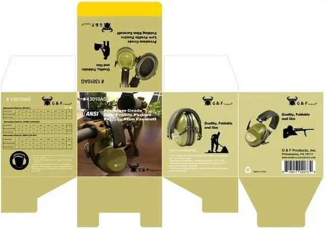 Alt view image 5 of 5 - Earmuff hearing protection with low profile passive folding design 26dB NRR and reduces up to 125dB , Army Green
