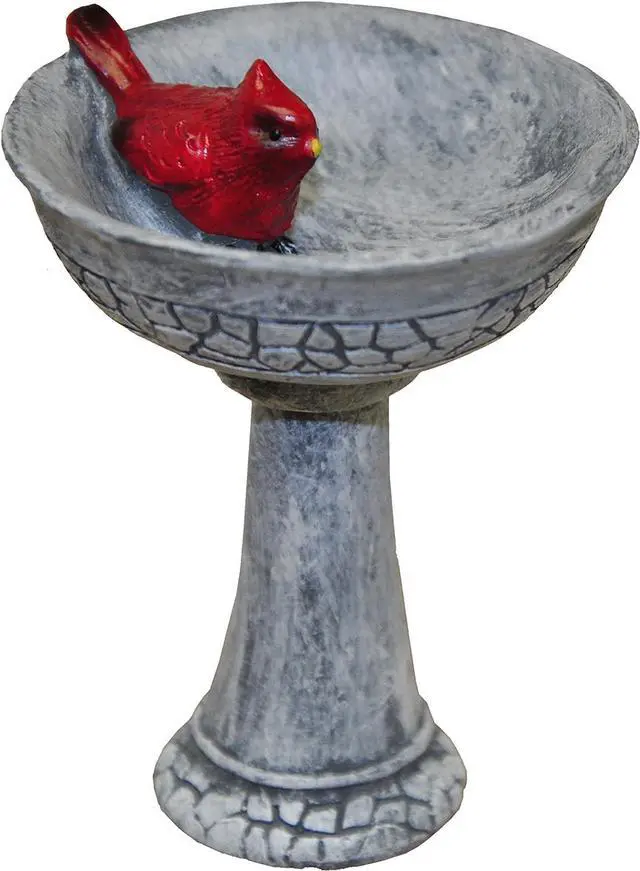Main image of G & F Products MiniGardenn 10027 Fairy Garden Polyresin Miniature, Cardinal Birdbath Pick