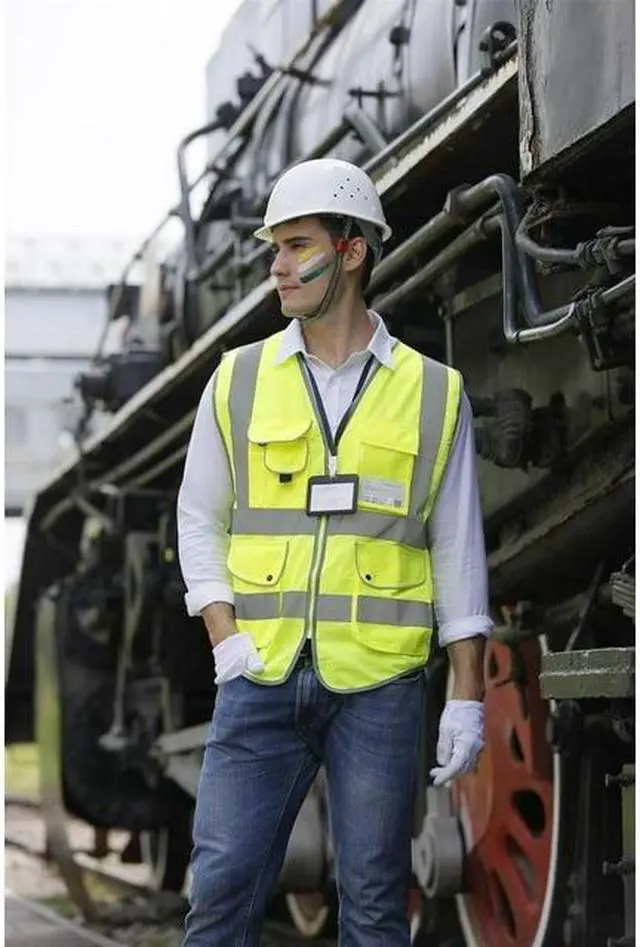 Alt view image 4 of 6 - G & F Products Reflective Vest Safety Vest High Visibility with reflective strips multi-pockets ANSI Class 2 standard, Neon Green X-Large