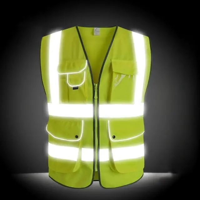 Main image of G & F Products Reflective Vest Safety Vest High Visibility with reflective strips multi-pockets ANSI Class 2 standard, Neon Green X-Large