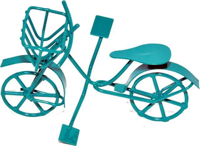 Alt view image 4 of 6 - G & F Products 10022GR MiniGarden Fairy Garden Miniature Green Mini Bicycle Outdoor Statue, 3" Wide x 2" High