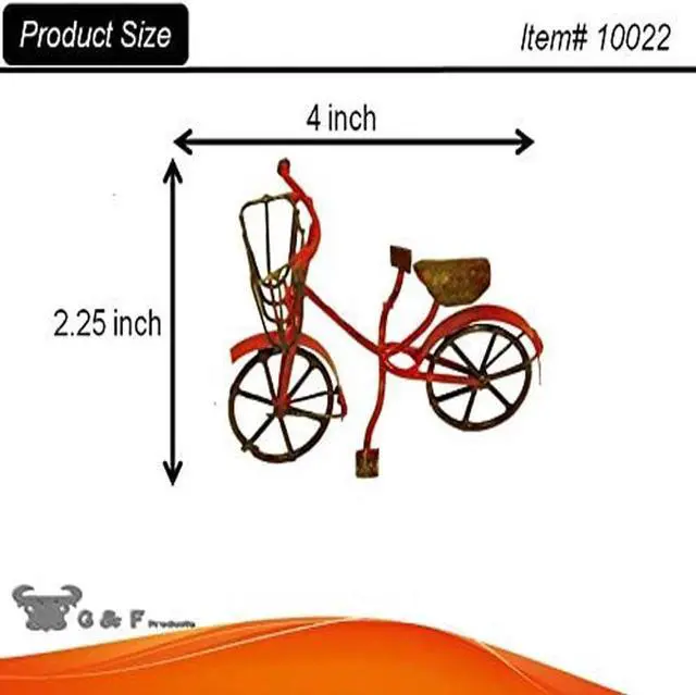 Alt view image 6 of 6 - G & F Products 10022GR MiniGarden Fairy Garden Miniature Green Mini Bicycle Outdoor Statue, 3" Wide x 2" High