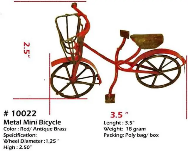 Alt view image 3 of 5 - G & F Products MiniGardenn 10022 Fairy Garden Miniature Mini Bicycle, Red