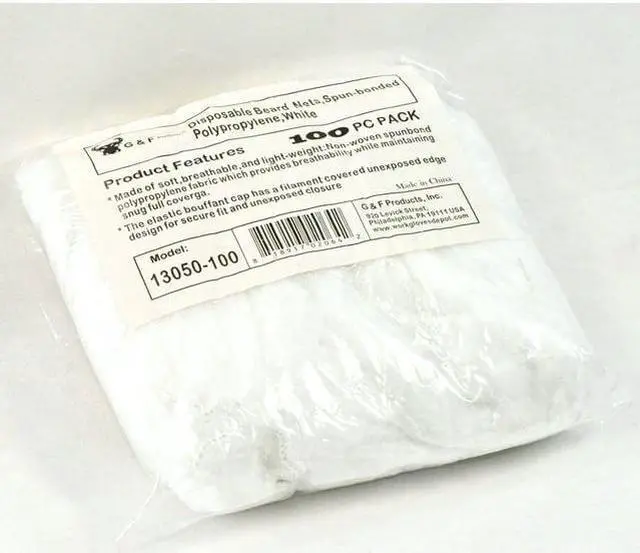Alt view image 3 of 6 - G & F Disposable Beard Nets Spun-Bonded Polypropylene, Breathable and Soft, 100 Pack