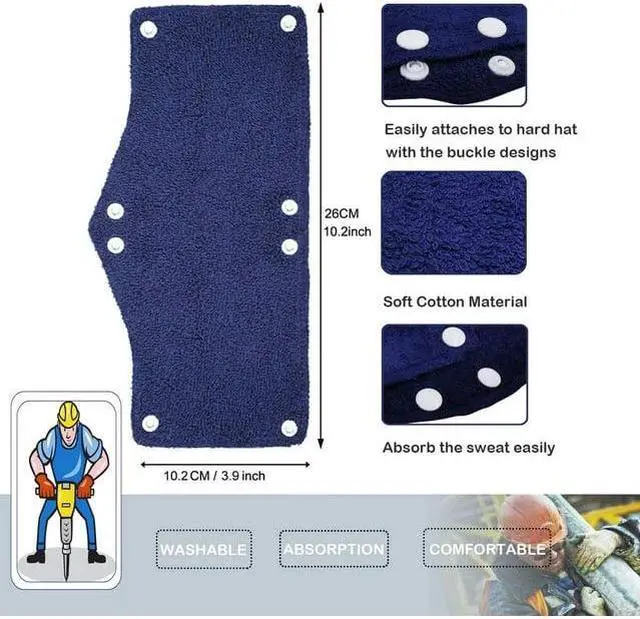 Alt view image 5 of 5 - G & F Terry Topper Cotton Blue Solid Print Snap-on Hat Sweatband, Unisex Comfortable, 6 Pieces