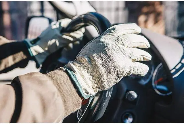 Alt view image 3 of 6 - G & F Products Gloves Full Grain 2002MFBA, Leather Gloves, Unisex 3 Pairs, Size Medium