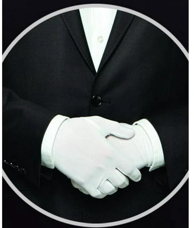 Alt view image 6 of 7 - G & F Dress Gloves 100% Premium White Cotton Band Parade Gloves, 12 Pair(24 Gloves), Size x-Large