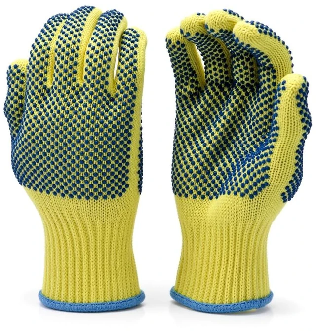 Alt view image 6 of 7 - G & F Products 1670M Kevlar Cut Resistant Work Gloves, 100% DuPont Kevlar Knit, PVC Dots Both Sides, ANSI Rated Safety Gloves for Kitchen, Wood Carving, Glass, Metal Handling, Medium, Yellow