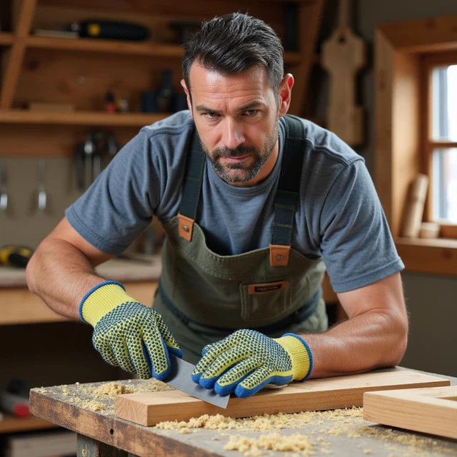 Alt view image 7 of 7 - G & F Products 1670M Kevlar Cut Resistant Work Gloves, 100% DuPont Kevlar Knit, PVC Dots Both Sides, ANSI Rated Safety Gloves for Kitchen, Wood Carving, Glass, Metal Handling, Medium, Yellow