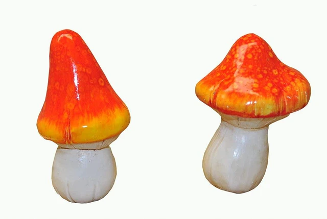 Alt view image 7 of 7 - G & F Products 10042 MiniGardenn Fairy Garden Miniature Life Size Mushroom Statue, Set of 2 with Picks, Orange