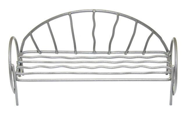Alt view image 5 of 5 - G & F Products 10046 MiniGardenn Fairy Garden Miniature Metal Bench, Silver, 5.25" L x 1" D x 2.5" H
