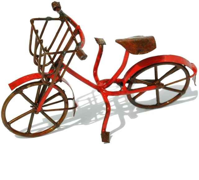 Alt view image 6 of 7 - G & F Products 10022 MiniGardenn Fairy Garden Miniature Metal Bicycle, Red, 3" W x 2" H