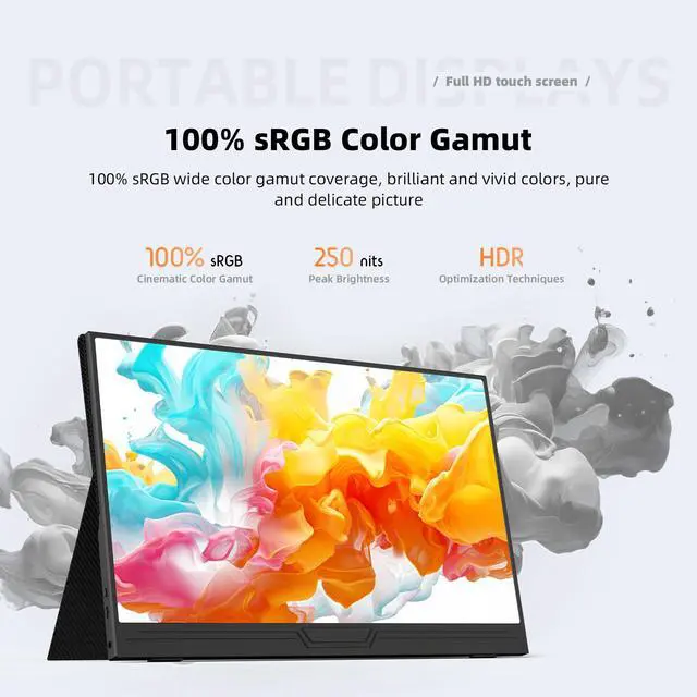 Alt view image 4 of 7 - TUHUI 15.6-inch Touch Portable Monitor 1080P FHD HDMI IPS screen gaming monitor Extenal Screen for laptop/PC/ PS3/4/5