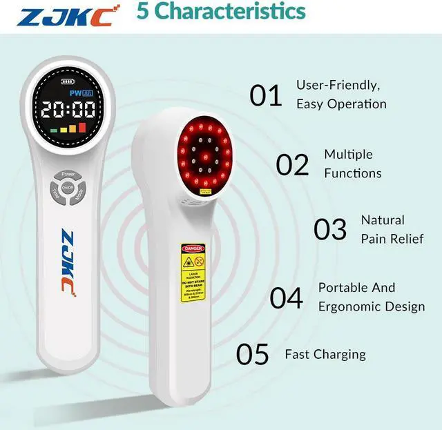 Alt view image 7 of 7 - ZJKC New Low Level Cold Laser Therapy Device 660nm 810nm 980nm Infrared Laser Lights for Body Pain Relief Wound Healing