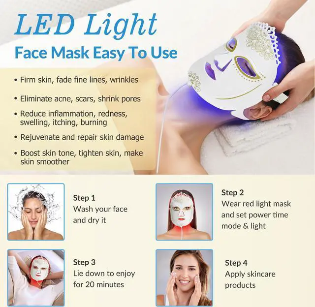 Alt view image 4 of 7 - ZJKC Red Light Therapy LED Mask 360Chips LED Light Mask Therapy Face Machine for Lighten Pigmentation Improve Skin Elasticity