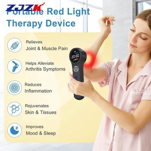 Alt view image 6 of 7 - ZJZK lllt Cold Laser Therapy Laser For Muscle Pain 660nm 810nm 980nm For Acute And Chronic Pain And Arthritis Home Portable Black