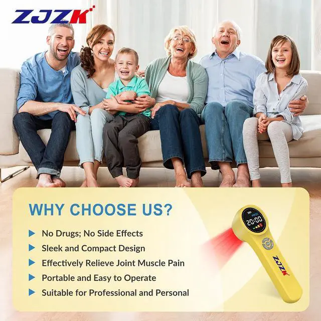 Alt view image 3 of 7 - ZJZK Low Level Laser Light Therapy 660nm 810nm 980nm Cold Laser Therapy For Back Pain  Tendinitis Neuralgia  Tenosynovitis Yellow
