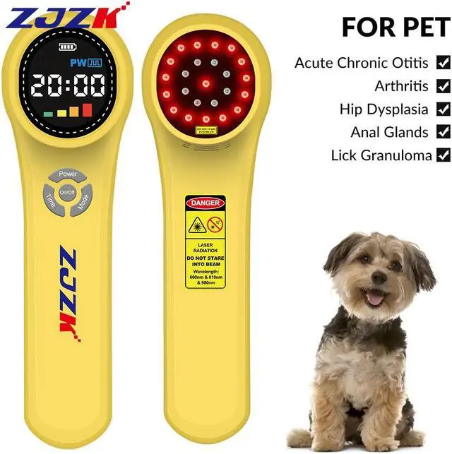 Main image of ZJZK Low Level Laser Light Therapy 660nm 810nm 980nm Cold Laser Therapy For Back Pain  Tendinitis Neuralgia  Tenosynovitis Yellow