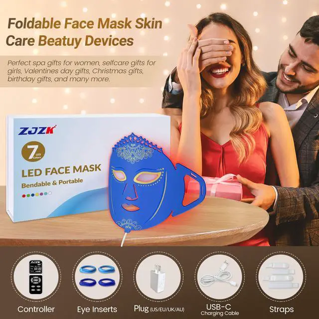 Alt view image 7 of 7 - ZJZK 7 Color Red Light Therapy Mask 360Chips Led Face Mask Light Therapy Red Light Therapy For Face Repair Damaged Skin