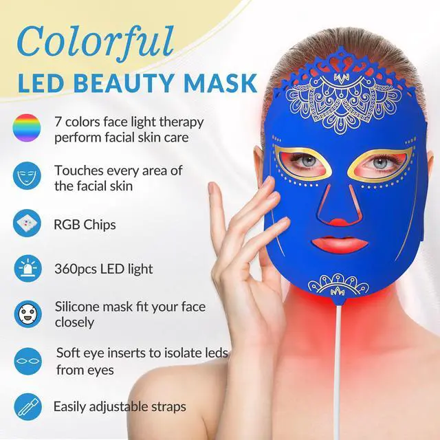 Alt view image 5 of 7 - ZJZK 7 Color Red Light Therapy Mask 360Chips Led Face Mask Light Therapy Red Light Therapy For Face Repair Damaged Skin