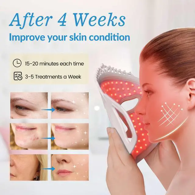 Alt view image 4 of 7 - ZJZK Best At Home Red Light Therapy 7 Color Led Light Therapy Face Mask Beauty Facial Mask For Skin Rejuvenation Skin Repair