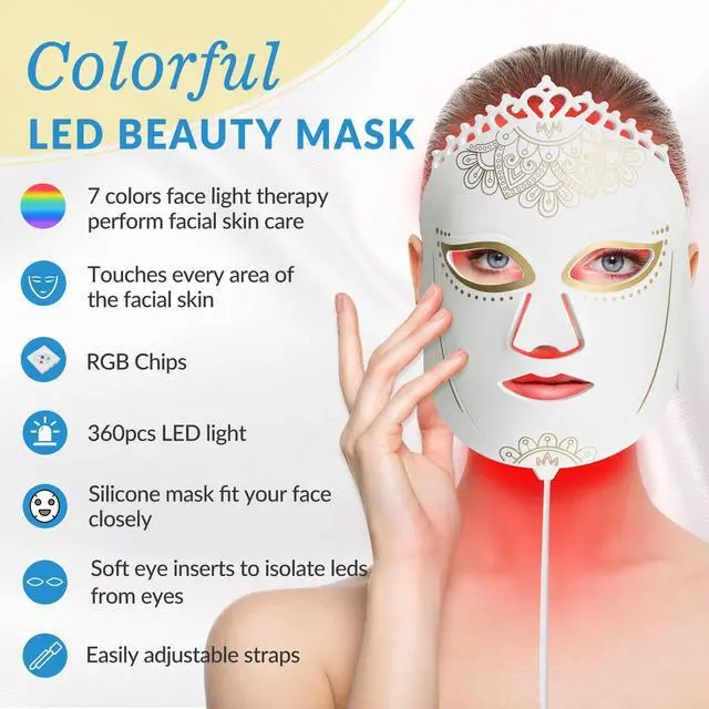 Alt view image 5 of 7 - ZJZK Best At Home Red Light Therapy 7 Color Led Light Therapy Face Mask Beauty Facial Mask For Skin Rejuvenation Skin Repair