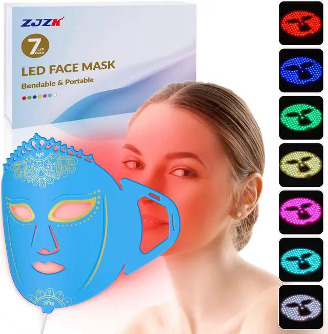 Main image of ZJZK Best At Home Red Light Therapy 7 Color Led Light Therapy Face Mask Beauty Facial Mask For Skin Rejuvenation Skin Repair Aqua
